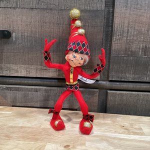 Annalee 9” Red Harlequin Elf – 2007 - Posable